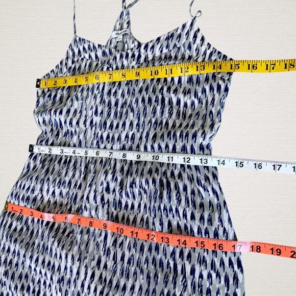 Madewell Silk Sleeveless Strappy Mini Casual Dress Slip Size 0 Blue Gray Printed - Picture 9 of 11
